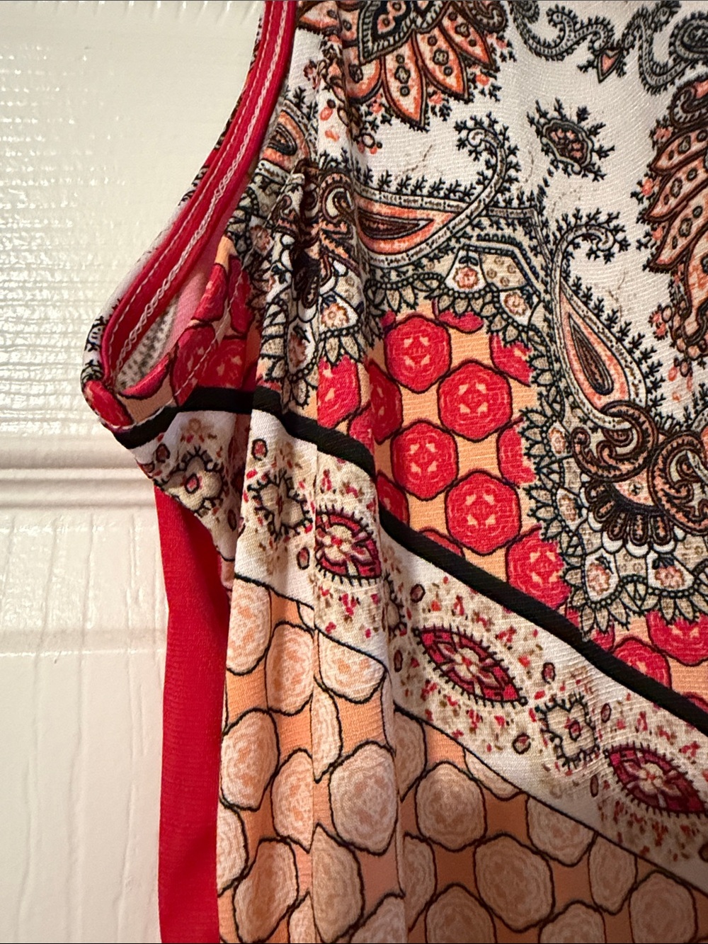 ONE WORLD Red Multi-Pattern Sleeveless Maxi Dress plus size 1x - Picture 5 of 5